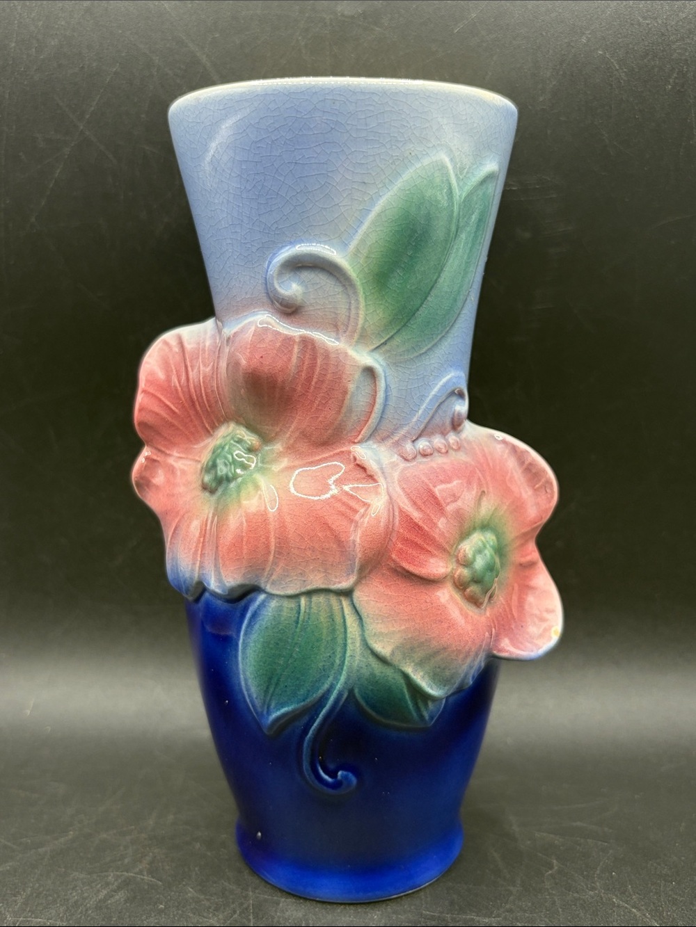 Royal Copley Vintage Mid Century 3D Floral Ceramic Vase Collectible Vessel Decor